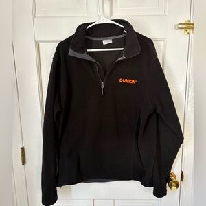 Dunkin’ Donuts Black Quarter Zip Fleece Jacket with Logo, Unisex Size Medium (M)